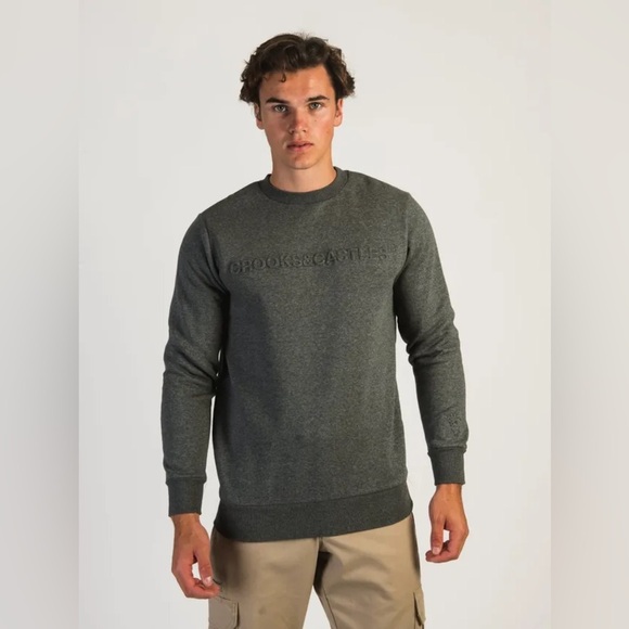 Crooks & Castles Other - Crooks & Castles Charcoal Gray Embossed Logo Crewneck Sweater